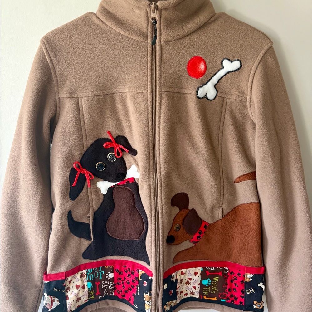 Natural Reflections Dog Appliqué Full Zip Fleece Jacket Women’s M